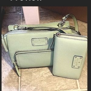 🌸SET🌸KATE SPADE Baxter St. Sevilla Crossbody, in mint with matching Wal